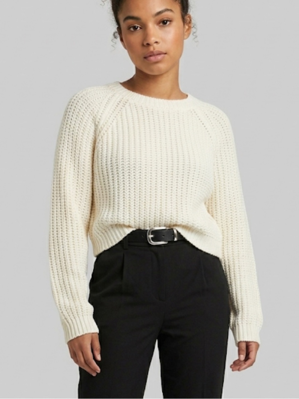H&M Divided Cream Chunky Knit Boxy Sweater